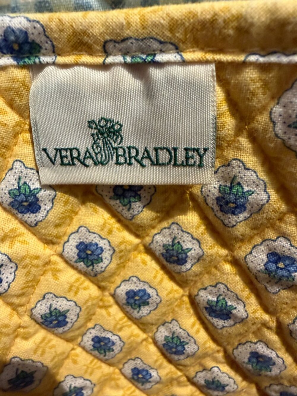 Vera Bradley Elizabeth Bag - Yellow, Blue and White Gigham with Pink Roses - Picture 4 of 4